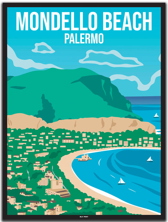 vintage travel poster Palermo #30x40cm-black-color-border