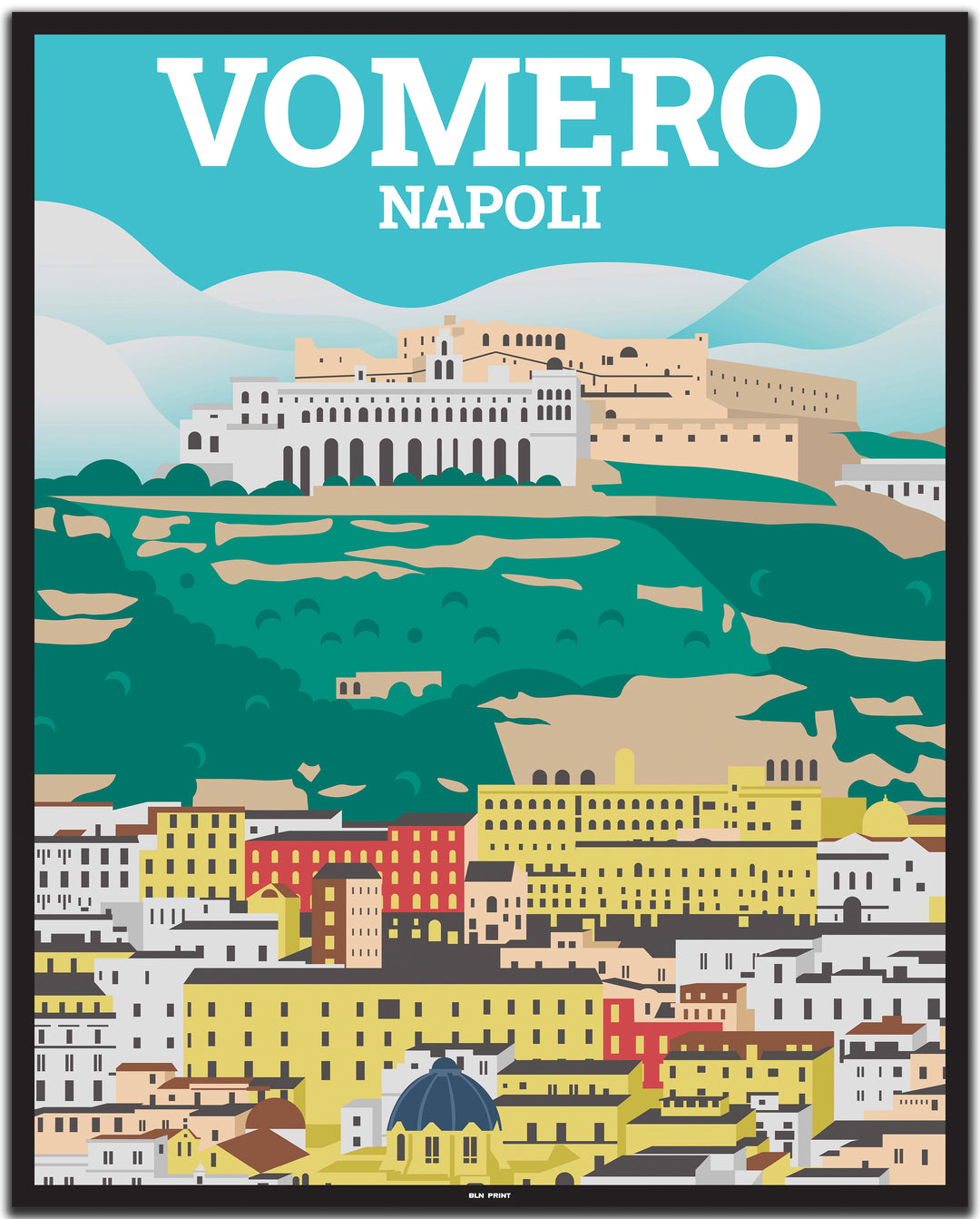 vintage travel poster napoli #40x50cm-black-color-border