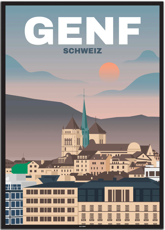 vintage Genf poster shop #50x70cm-schwarzer-farbrand