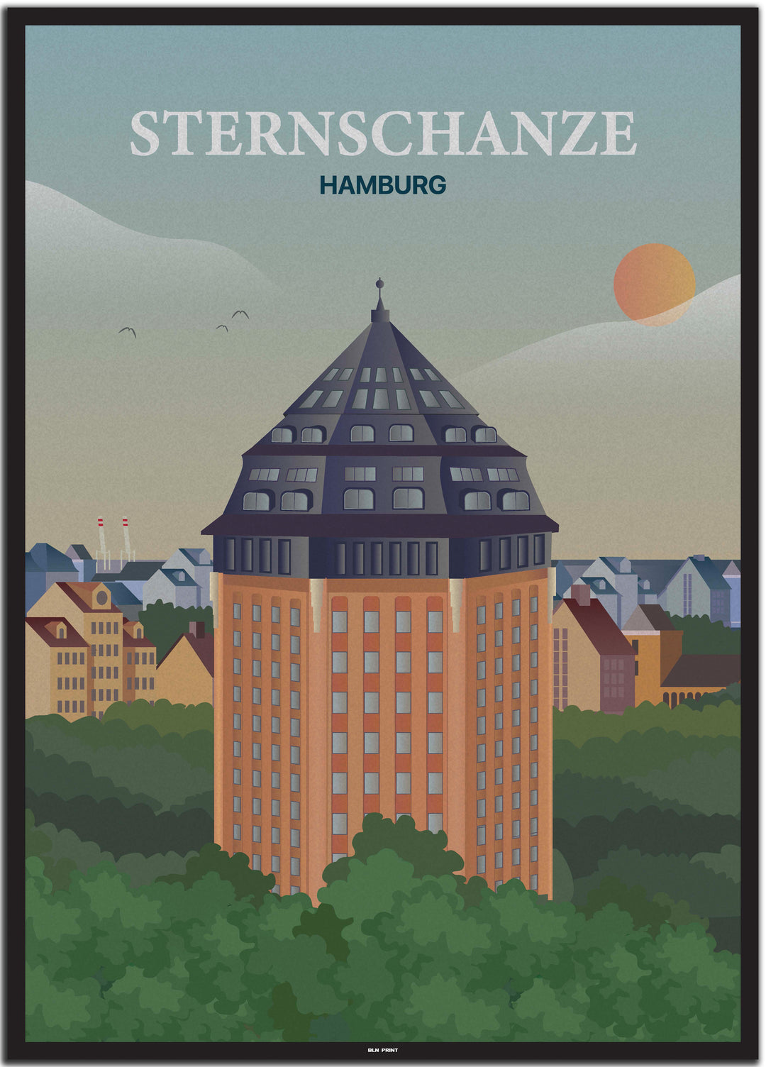 vintage hamburg poster shop #50x70cm-schwarzer-farbrand