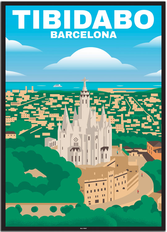 vintage travel poster barcelona #50x70cm-schwarzer-farbrand