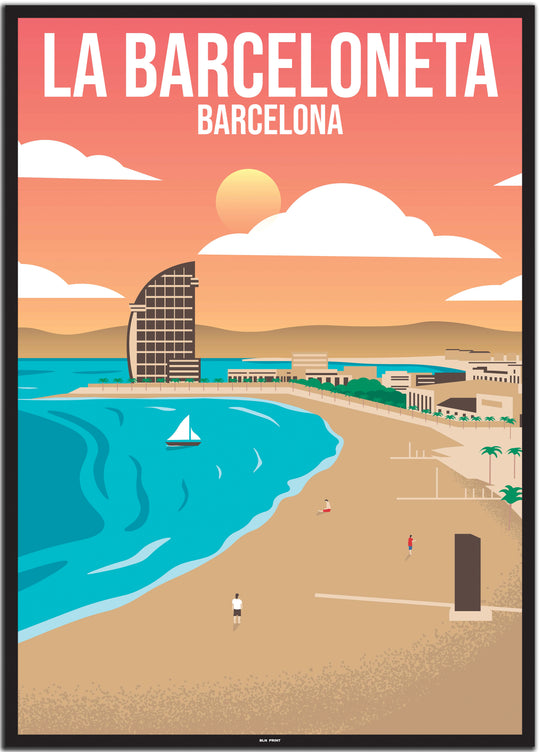 vintage travel poster barcelona #50x70cm-schwarzer-farbrand