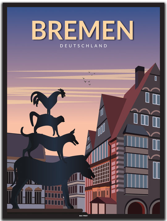 vintage bremen poster shop #30x40cm-schwarzer-farbrand