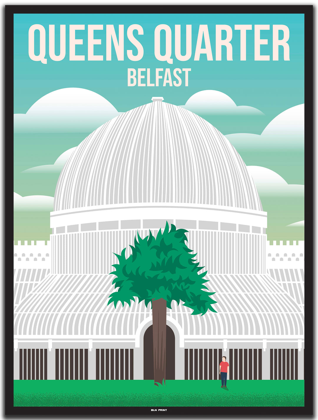 vintage travel poster belfast #30x40cm-black-color-border