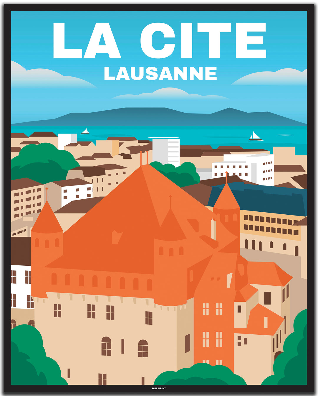 vintage Lausanne poster shop #40x50cm-schwarzer-farbrand