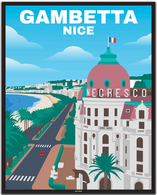 vintage travel poster nizza #40x50cm-schwarzer-farbrand