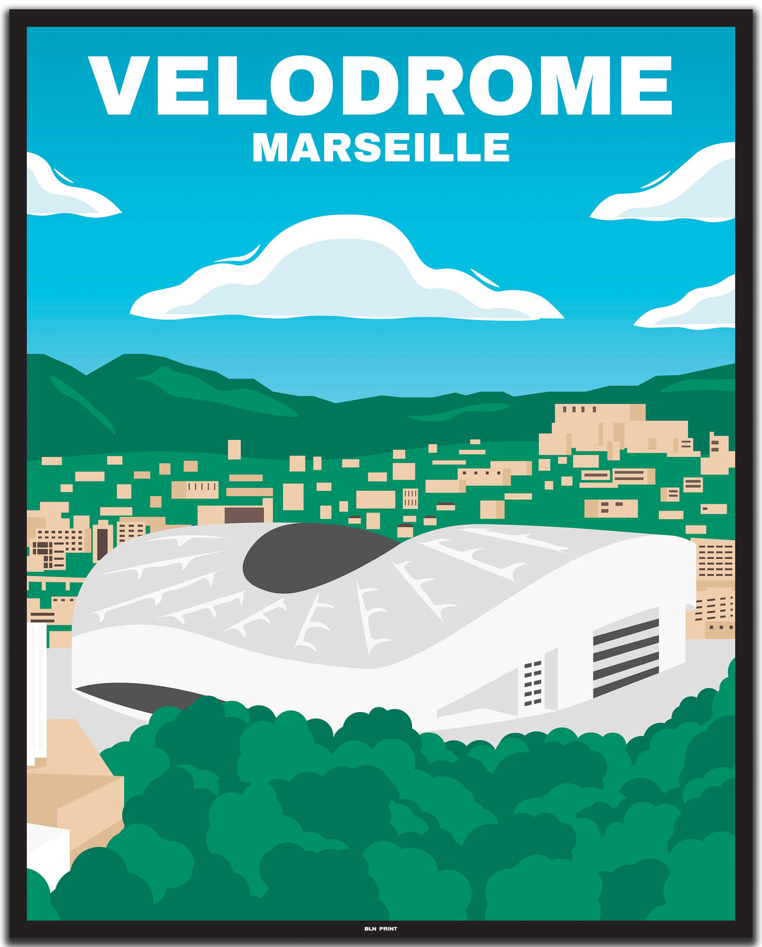 vintage travel poster marseille #40x50cm-black-color-border