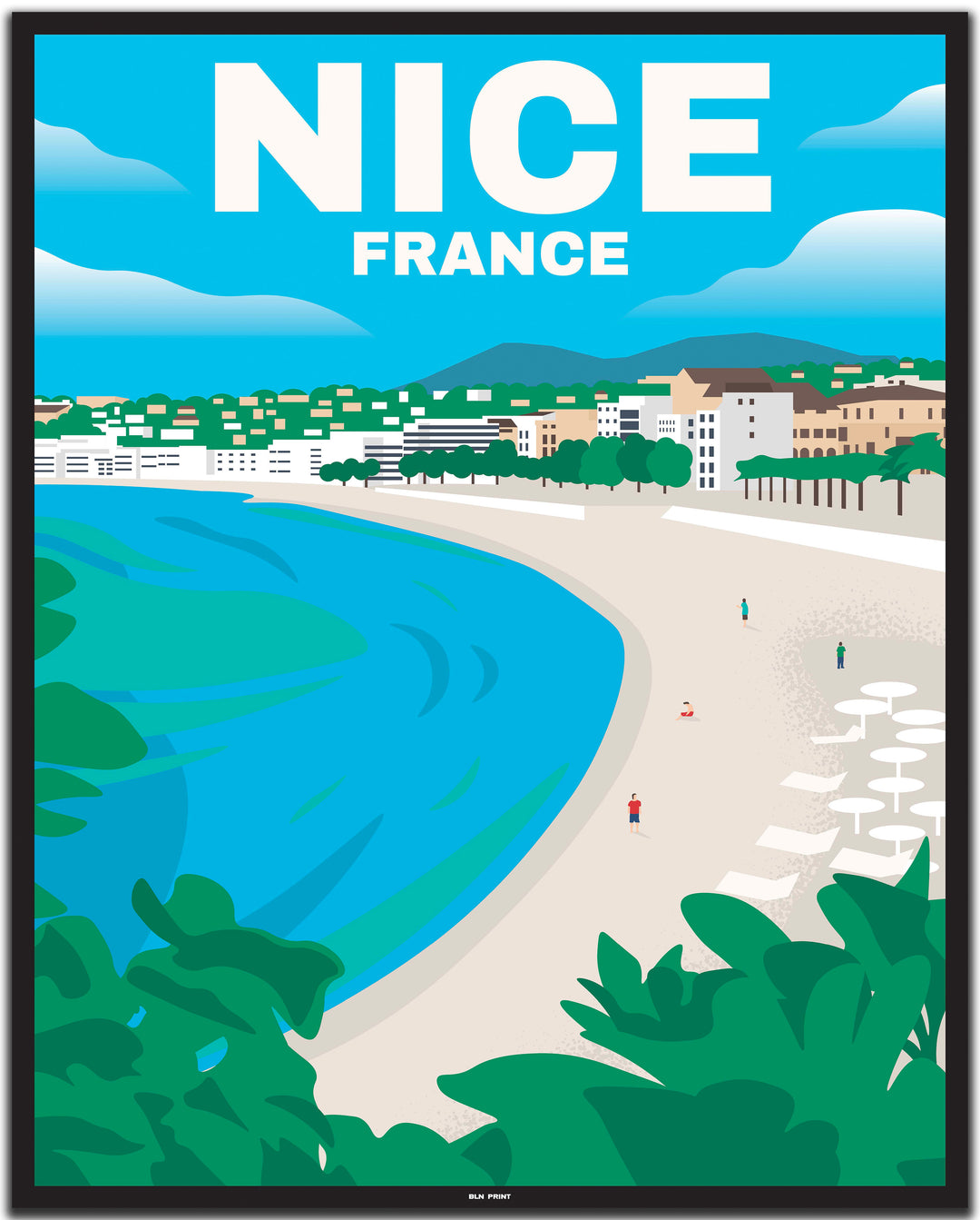 vintage travel poster nizza #40x50cm-schwarzer-farbrand