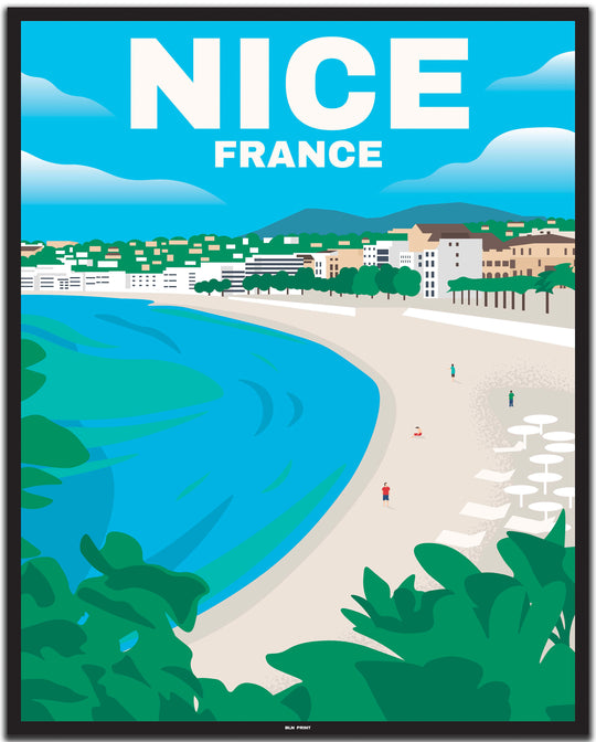 vintage travel poster nizza #40x50cm-schwarzer-farbrand