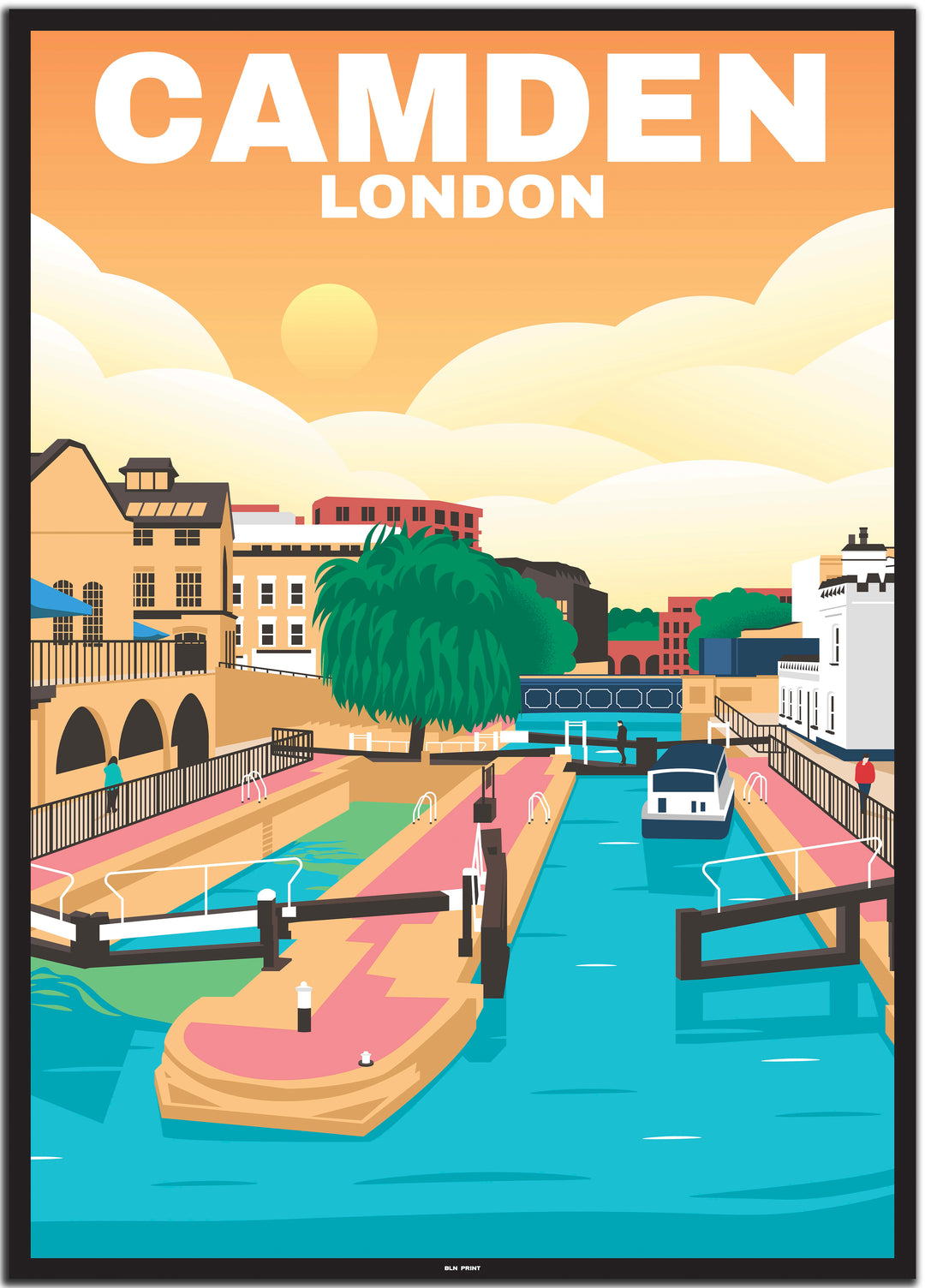 vintage travel poster london #50x70cm-schwarzer-farbrand