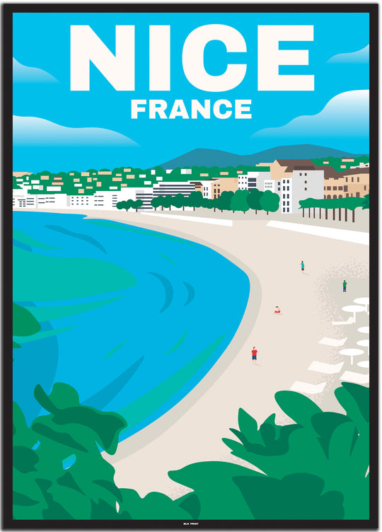 vintage travel poster nizza #50x70cm-schwarzer-farbrand