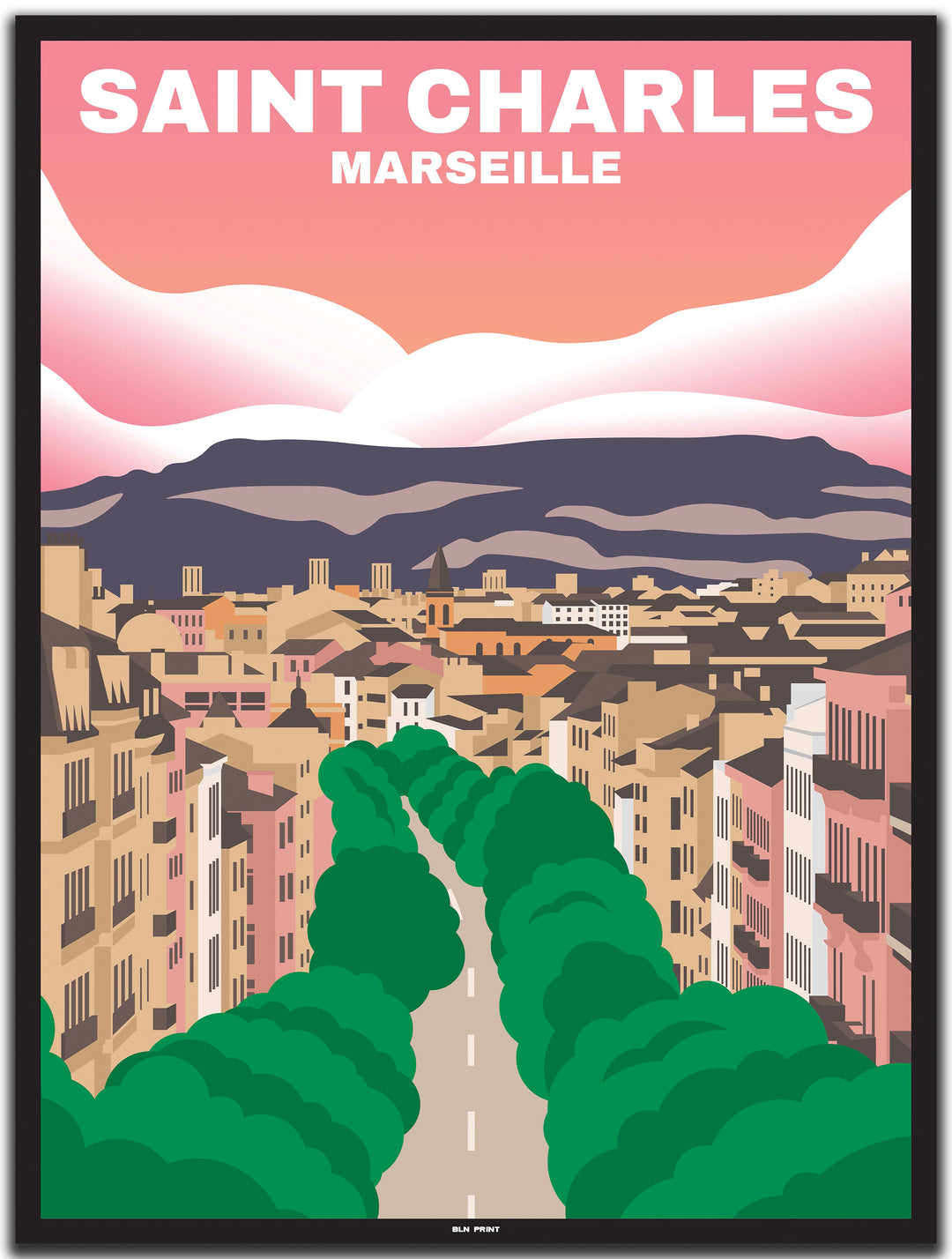 vintage marseille poster shop #30x40cm-schwarzer-farbrand