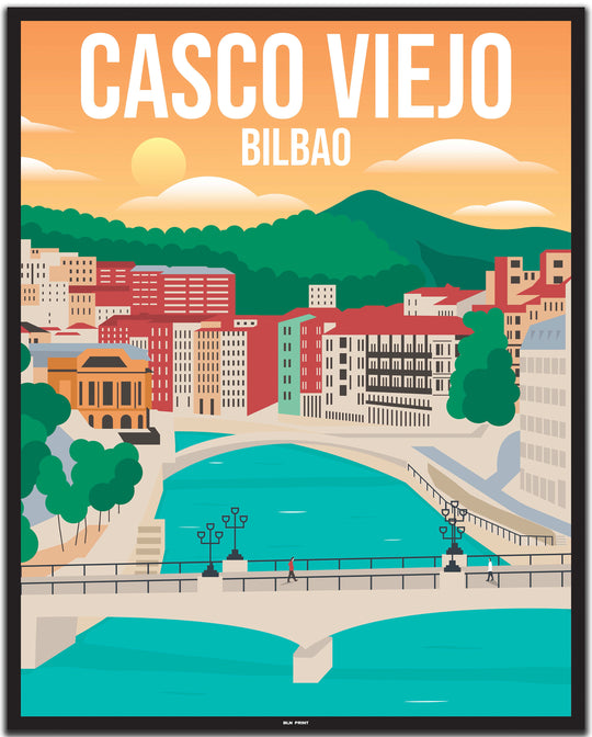 vintage travel poster bilbao #40x50cm-schwarzer-farbrand