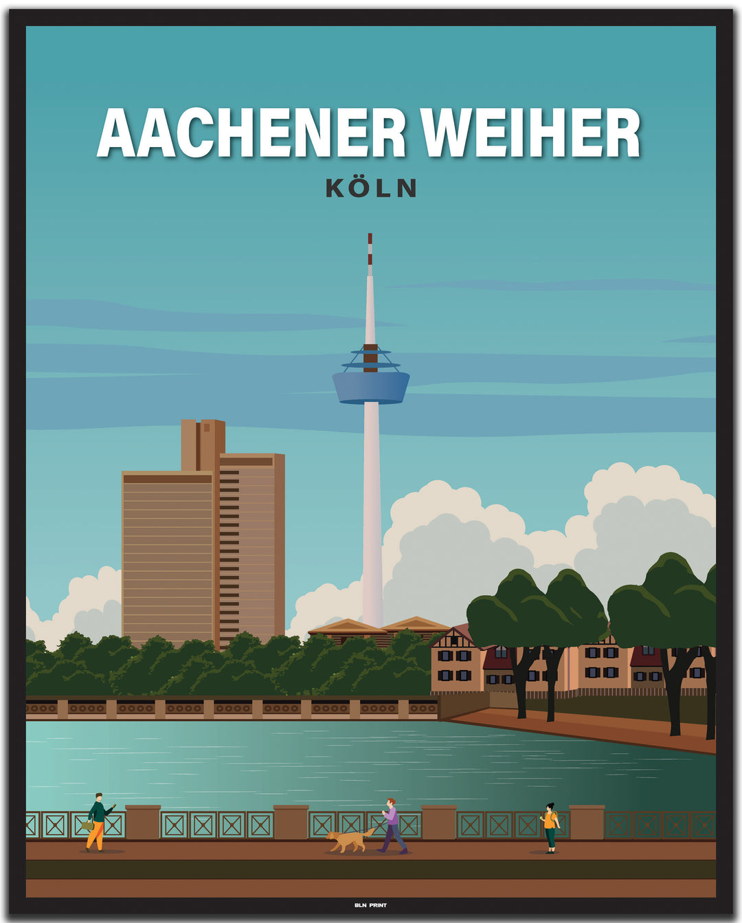 vintage travel poster köln #40x50cm-schwarzer-farbrand