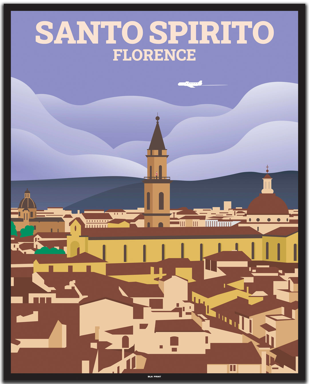 vintage travel poster florenz #40x50cm-black-color-border