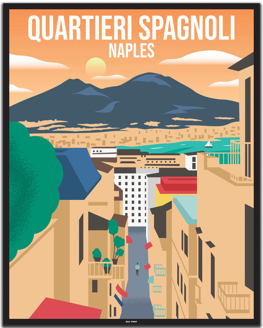 vintage travel poster napoli #40x50cm-black-color-border