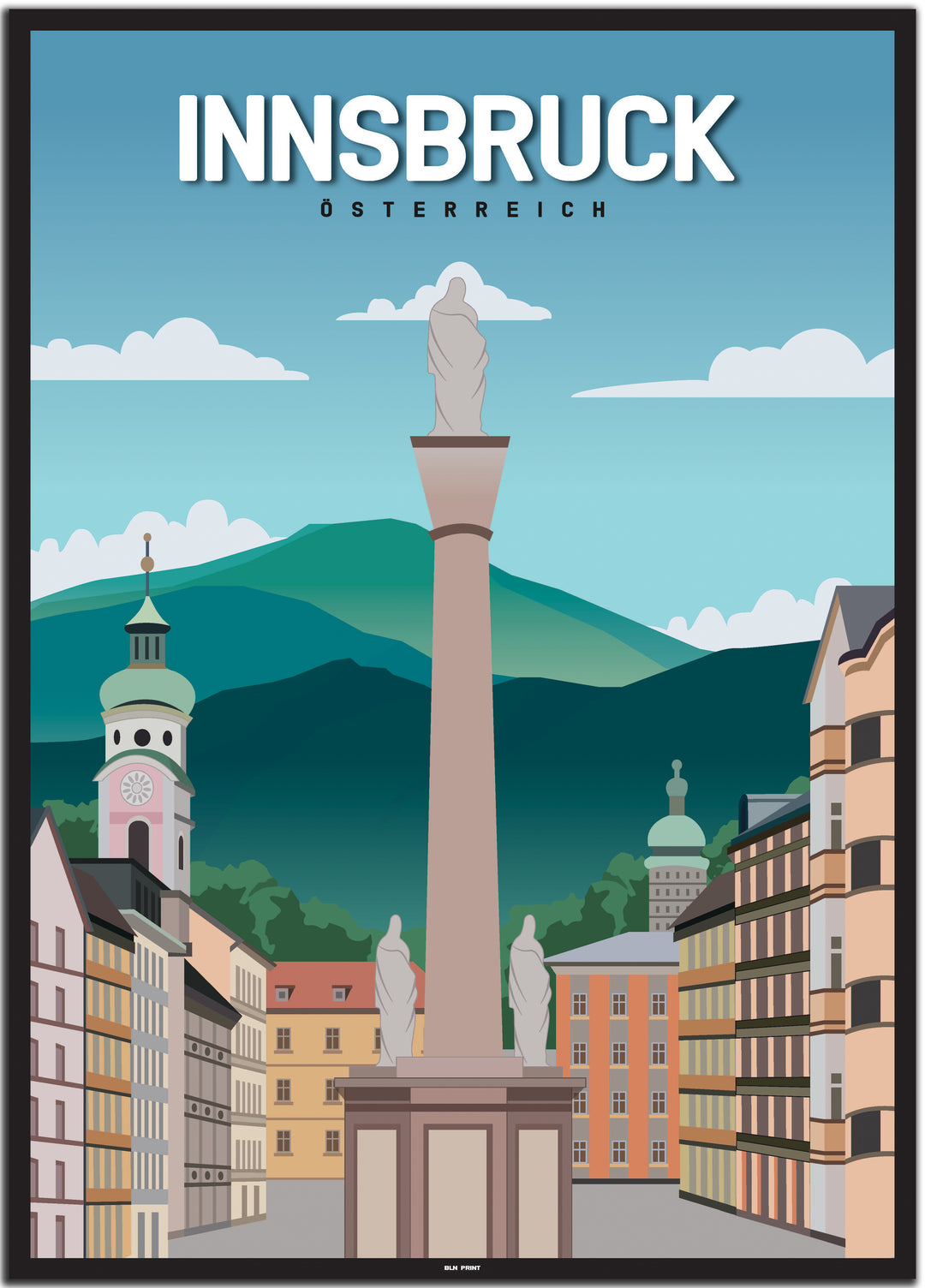 vintage Innsbruck poster shop #50x70cm-schwarzer-farbrand