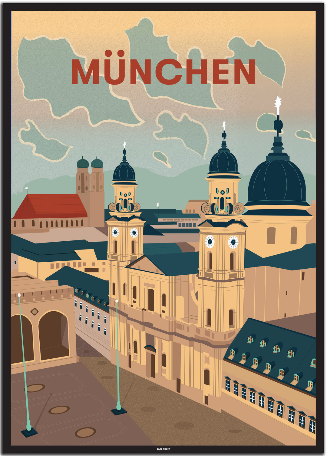 vintage münchen poster shop #50x70cm-schwarzer-farbrand