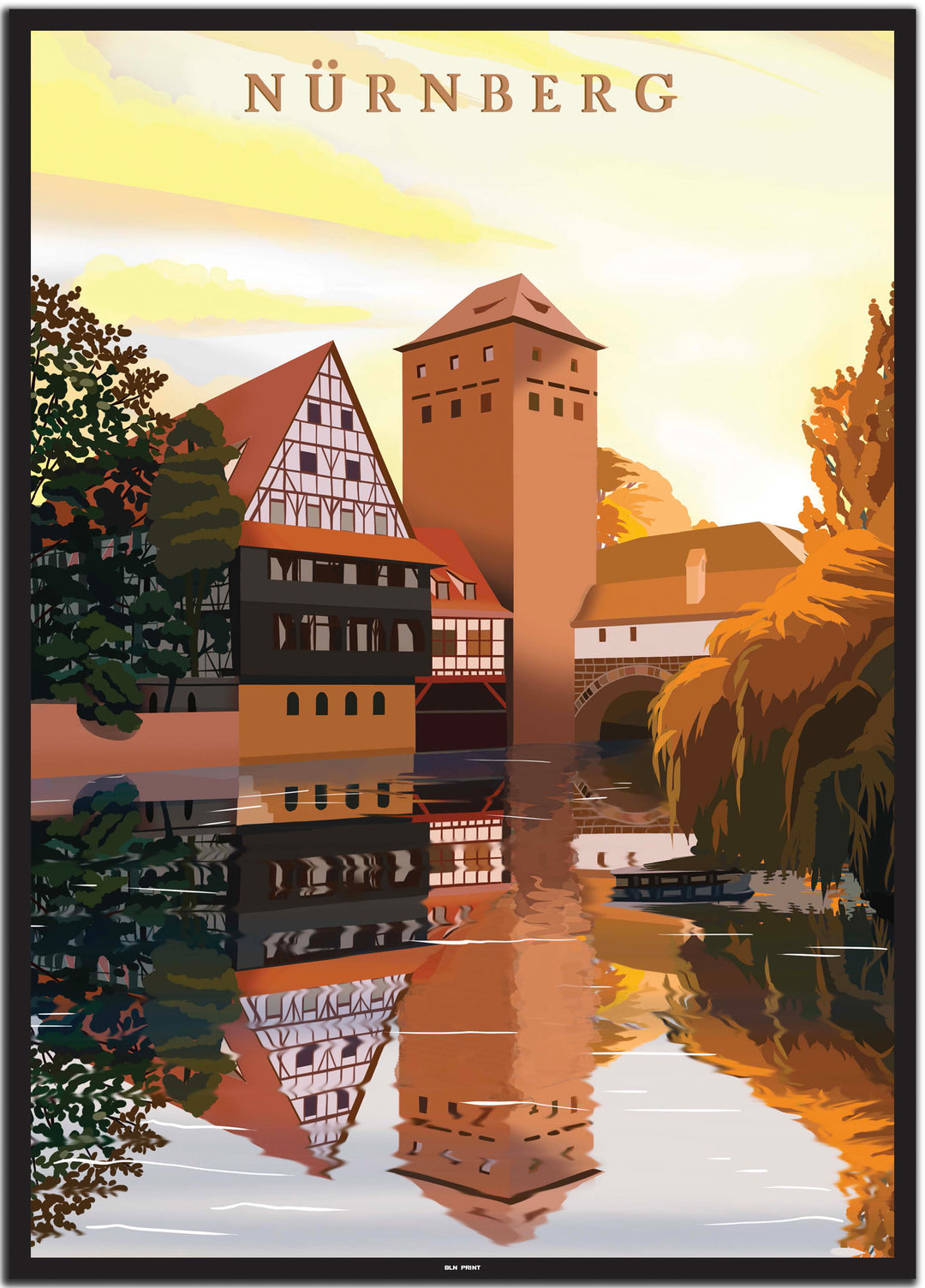 vintage nürnberg poster shop #50x70cm-schwarzer-farbrand