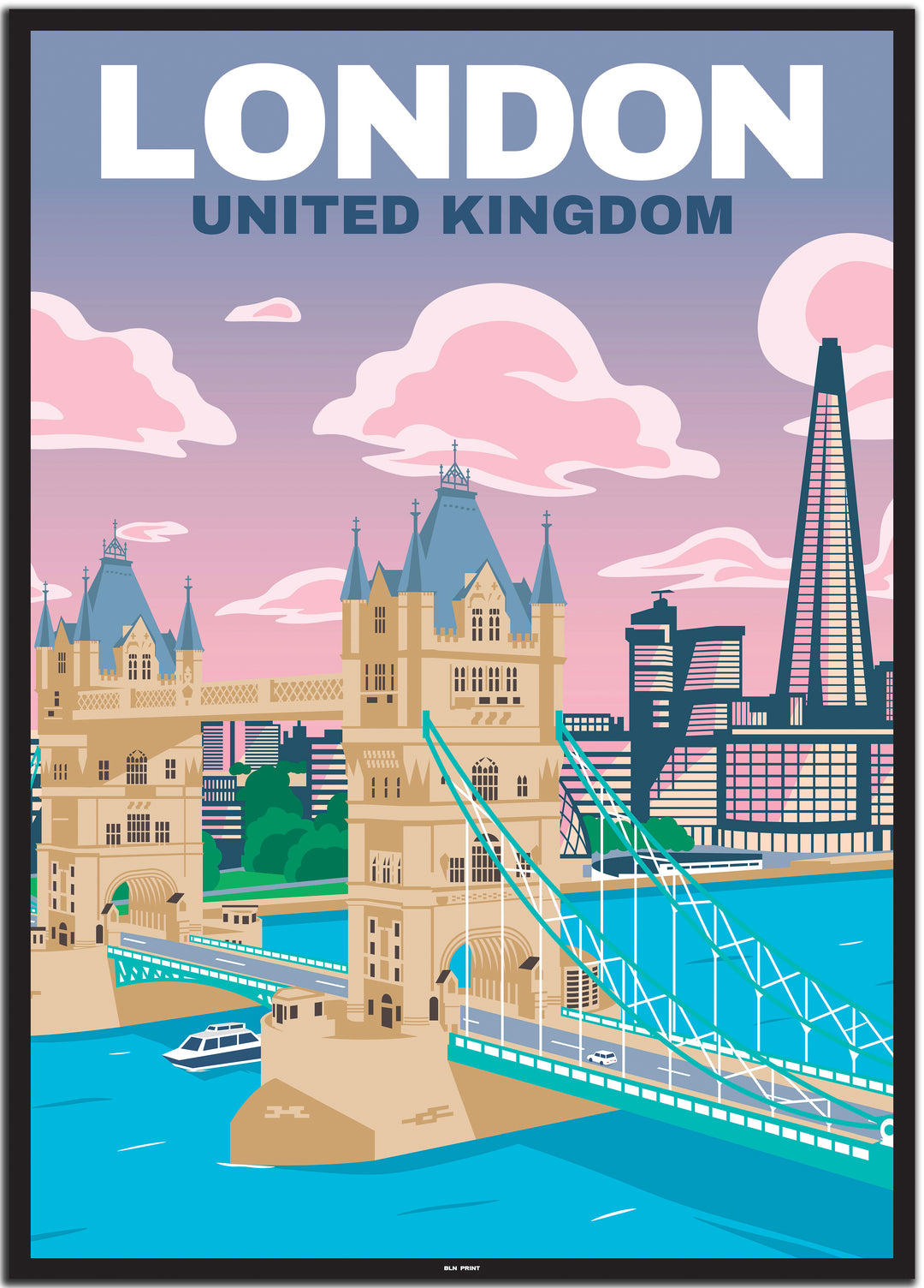 vintage travel poster london #50x70cm-schwarzer-farbrand