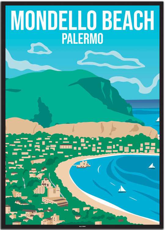 vintage travel poster palermo #50x70cm-black-color-border