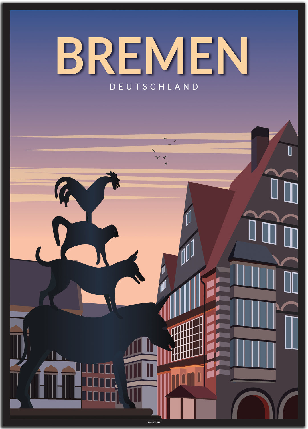 vintage bremen poster shop #50x70cm-schwarzer-farbrand