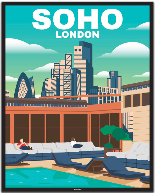 vintage travel poster london #40x50cm-black-color-border