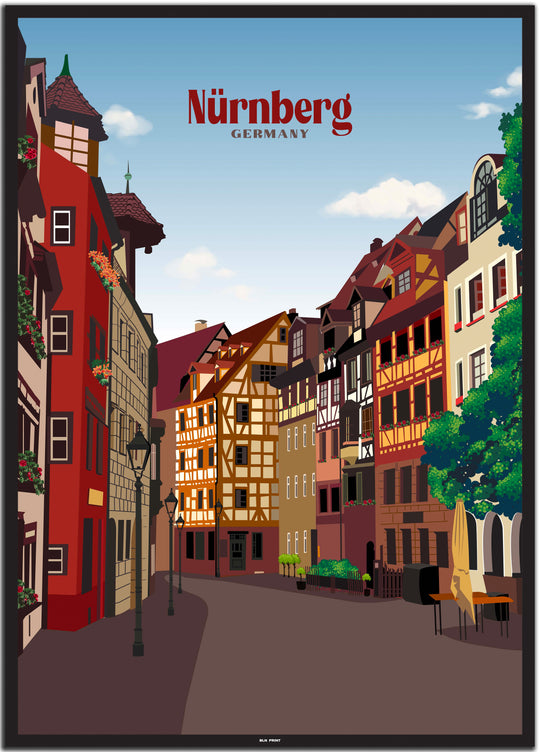 vintage nürnberg poster shop #50x70cm-schwarzer-farbrand