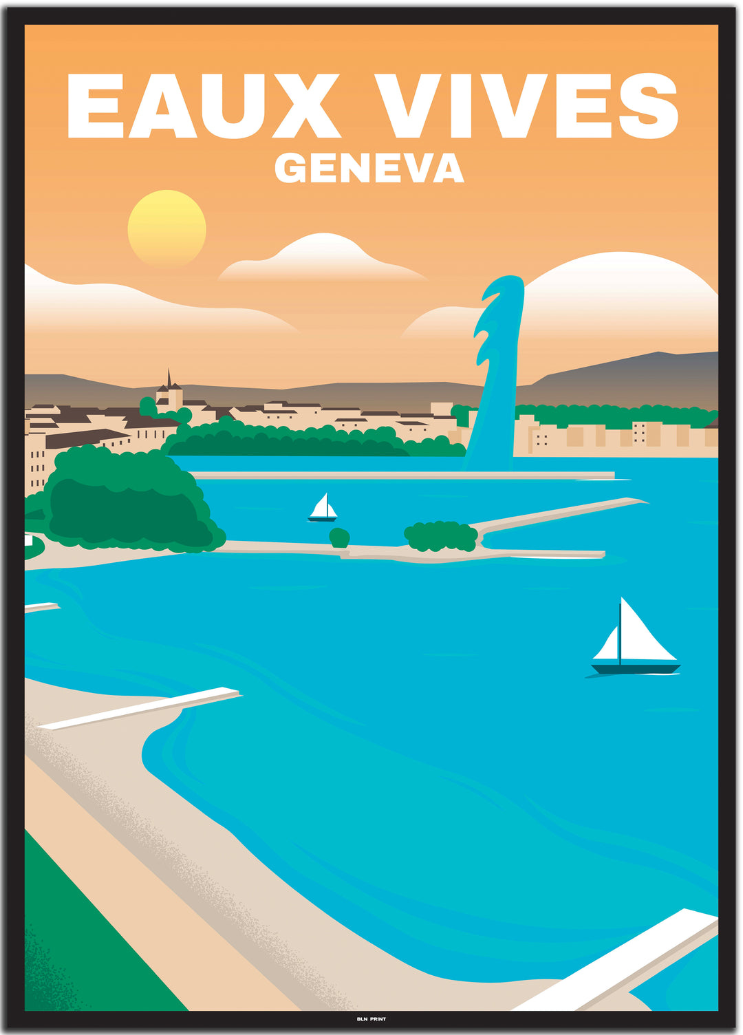 vintage Genf poster shop #50x70cm-schwarzer-farbrand