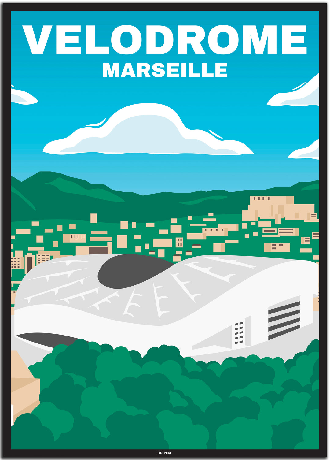 vintage travel poster marseille #50x70cm-schwarzer-farbrand