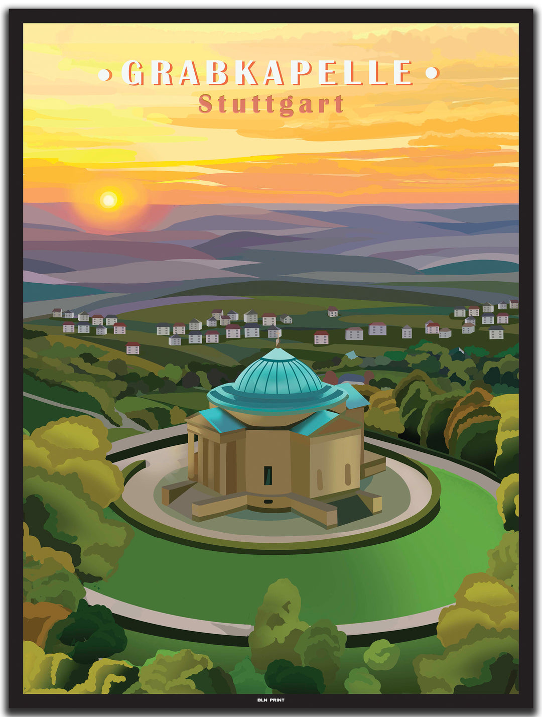 vintage stuttgart poster shop #30x40cm-schwarzer-farbrand