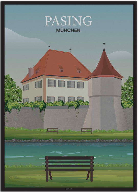 vintage münchen poster shop #50x70cm-schwarzer-farbrand